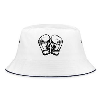 Kickboxing Handschuhe Skizze - Bucket Hat - Weiß/Navy - Vorne