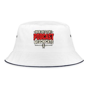 Podcast Hier entsteht Podcast Geschichte - Bucket Hat - Weiß/Navy - Vorne