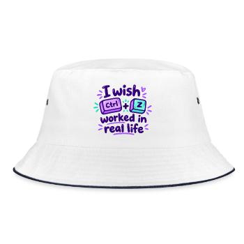Ctrl Z im echten Leben - IT Humor - Bucket Hat - Weiß/Navy - Vorne