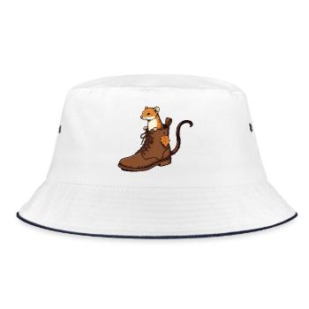 Hermelin im Herbstschuh - Bucket Hat - Weiß/Navy - Vorne