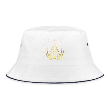 Goldene Weihnachtsbaum-Silhouette - Bucket Hat - Weiß/Navy - Vorne