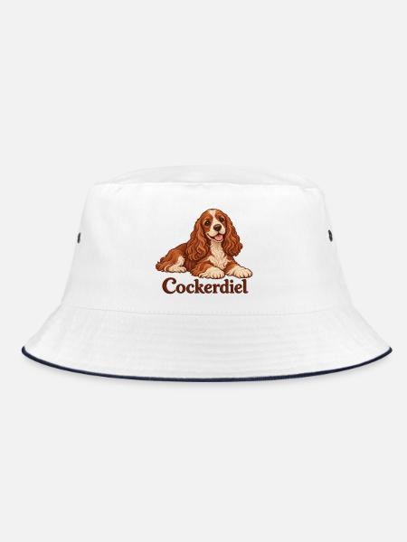 Cocker Spaniel Kuschelportrait - Bucket Hat - Weiß/Navy