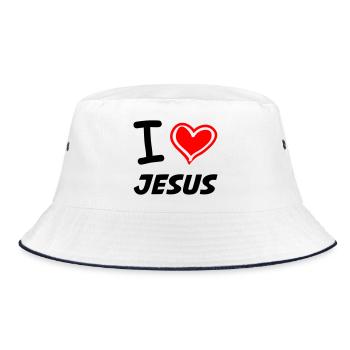 I Love Jesus - Bucket Hat - Weiß/Navy - Vorne