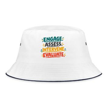 Kunst zur Wertschätzung von Sozialarbeiter MSW Fallbearbeiter - Bucket Hat - Weiß/Navy - Vorne