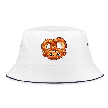 Niedliches Brezelgesicht - Bucket Hat - Weiß/Navy - Vorne