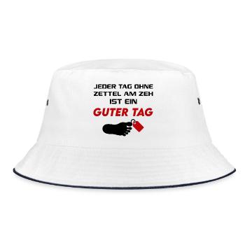Guter Tag Zettel am Zeh T-Shirt Sprüche Lustig - Bucket Hat - Weiß/Navy - Vorne