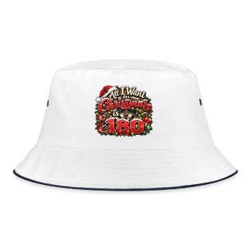 Weihnachten Dart 180 weihnachtliches Dart Motiv  - Bucket Hat - Weiß/Navy - Vorne