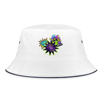 Kaktus WLAN Neon-Starburst - Bucket Hat - Weiß/Navy - Vorne