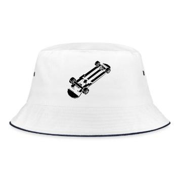 Cartoon Skateboarding - Bucket Hat - Weiß/Navy - Vorne