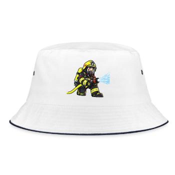 Kleiner Feuerwehrheld – Atemschutz Feuerwehr Kinde - Bucket Hat - Weiß/Navy - Vorne