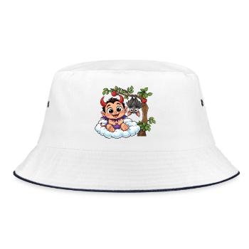 Teufelchen auf Wolke - Bucket Hat - Weiß/Navy - Vorne