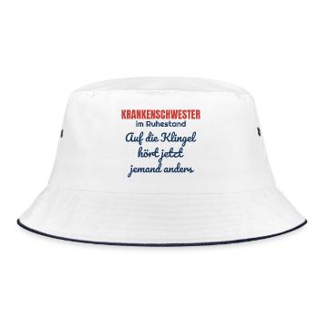 Krankenschwester im Ruhestand – Patientenklingel - Bucket Hat - Weiß/Navy - Vorne