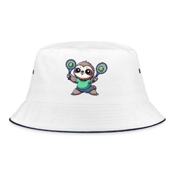 Niedliche Faultier Doppelspieler  - Bucket Hat - Weiß/Navy - Vorne