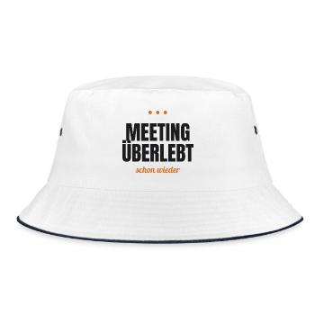 Meeting überlebt – schon wieder - Bucket Hat - Weiß/Navy - Vorne