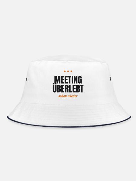 Meeting überlebt – schon wieder - Bucket Hat - Weiß/Navy