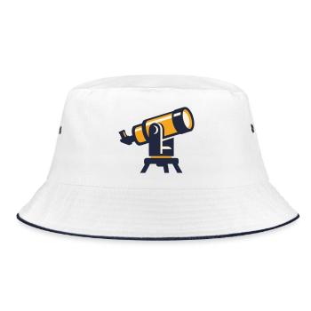 Teleskop Astronomie Grafik - Bucket Hat - Weiß/Navy - Vorne
