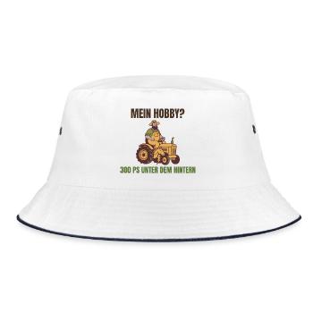 Hobby? 300 PS unter dem Hintern Traktor - Bucket Hat - Weiß/Navy - Vorne