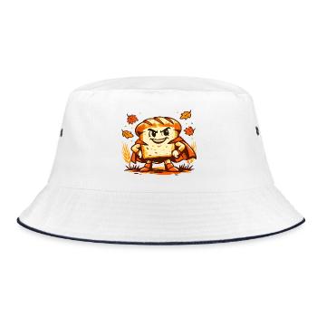 Brot-Superheld im Herbst - Bucket Hat - Weiß/Navy - Vorne