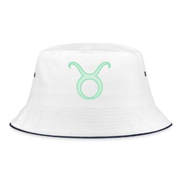 Tierkreiszeichen Stier Pastel Grün - Bucket Hat - Weiß/Navy - Vorne