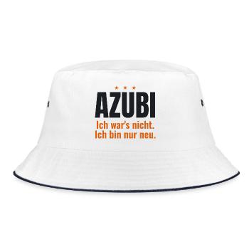 Azubi – Ich war's nicht. Ich bin nur neu - Bucket Hat - Weiß/Navy - Vorne