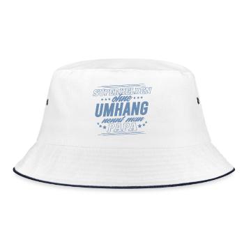 Superhelden ohne Umhang nennt man Papa - Bucket Hat - Weiß/Navy - Vorne