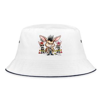 Bunny Punk Ermittler Trio - Bucket Hat - Weiß/Navy - Vorne