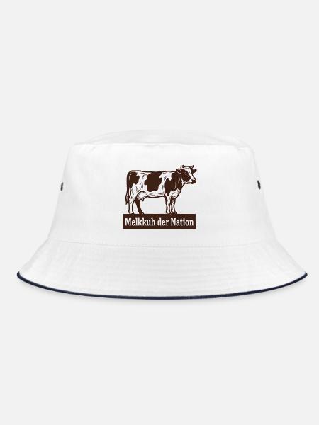 Melkkuh der Nation Steuerzahler Spruch Holzschnitt - Bucket Hat - Weiß/Navy