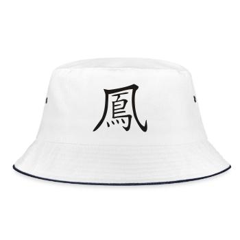 Phönix - Kanji - Bucket Hat - Weiß/Navy - Vorne