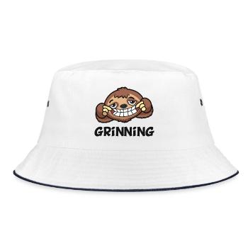 Grinning Funny Graphic - Bucket Hat - white/navy - Front
