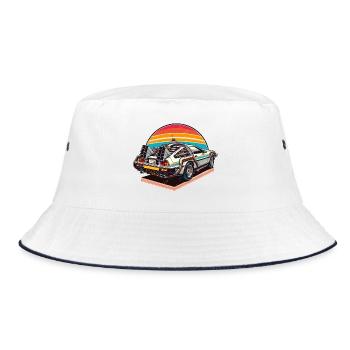 Future Car Fast Car Retro Vintage - Bucket Hat - white/navy - Front