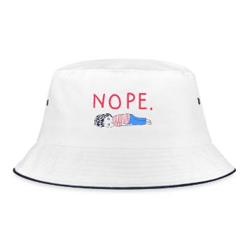 Nope Lustige Grafik Nope - Bucket Hat - Weiß/Navy - Vorne