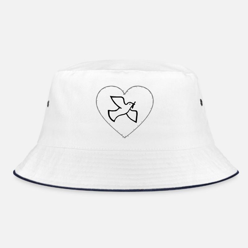 Friedenstaube Dornenherz - Bucket Hat - Weiß/Navy