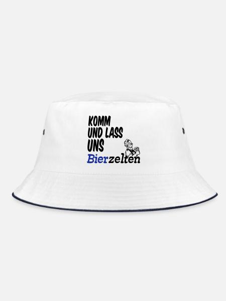 Bierzelt,Bier,Sprüche,Geschenk - Bucket Hat - Weiß/Navy - Vorne