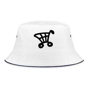 Einkaufswagen - Bucket Hat - Weiß/Navy - Vorne