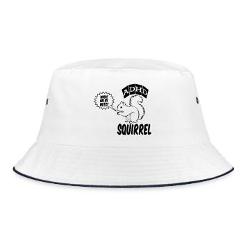 ADHD Squirrel ADHS Spruch Geschenk - Bucket Hat - Weiß/Navy - Vorne