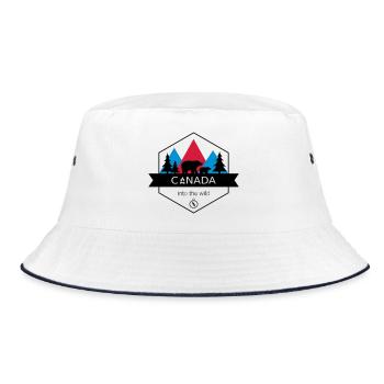 Kanada in die Wildnis mit Bären und Wald - Bucket Hat - Weiß/Navy - Vorne