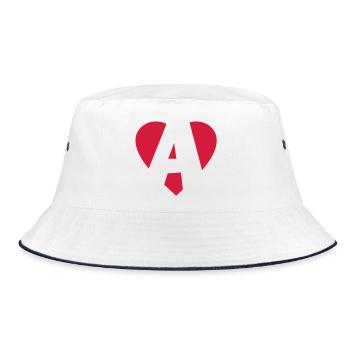 I love A - Herz A - Buchstabe A - Bucket Hat - Weiß/Navy - Vorne