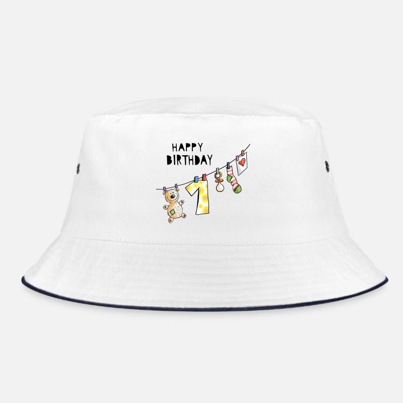 Joyeux anniversaire - premier anniversaire - bébé - doux - Bob - blanc/marine
