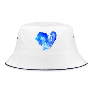 Blue Water Heart - Bucket Hat - white/navy - Front