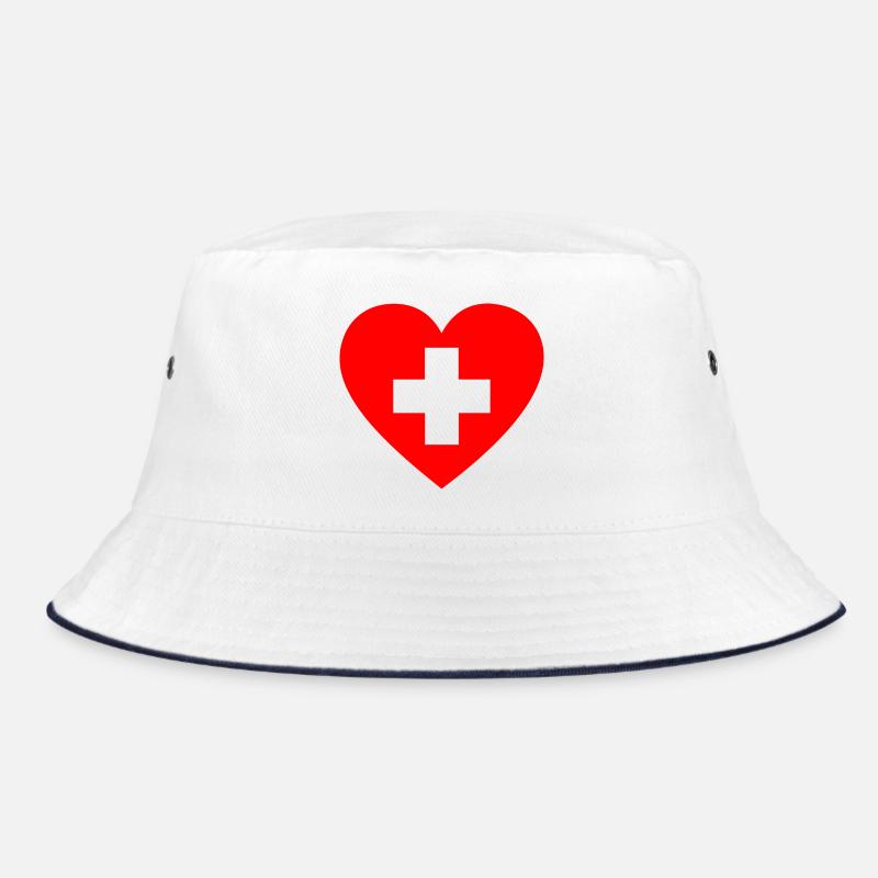 Erste Hilfe Herz Geschenk Geschenkidee - Bucket Hat - Weiß/Navy