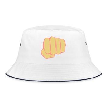 Geballte Faust Illustration Schlag # - Bucket Hat - Weiß/Navy - Vorne
