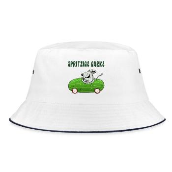 Spritzige Gurke - Spritztour - Auto - Maus - Bucket Hat - Weiß/Navy - Vorne
