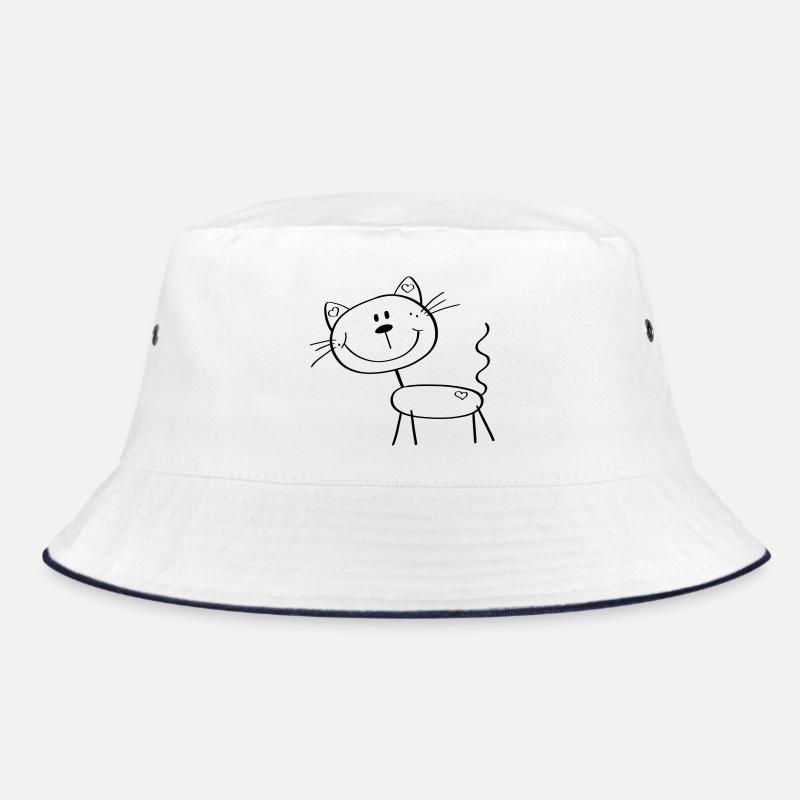 Lustige Strichmännchen Katze - Comic - Katzen Bucket Hat