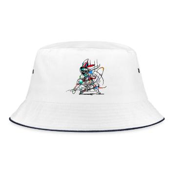 Osterhase/ Abstrakt - Bucket Hat - Weiß/Navy - Vorne