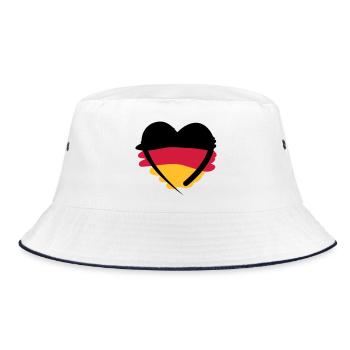 Deutschland Herz | German Heart | Art - Bucket Hat - white/navy - Front