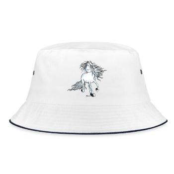 "White Beauty" - Horse - Andalusian - Bucket Hat - white/navy - Front
