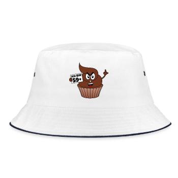 60. Geburtstag - Ich bin 59 + 1 - Kackcake - Bucket Hat - Weiß/Navy - Vorne