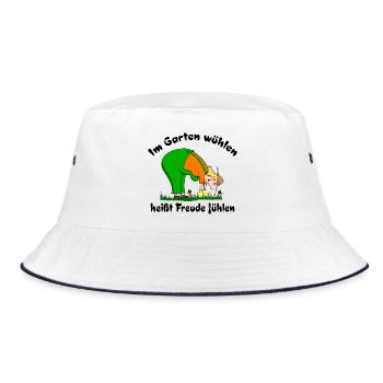 Im Garten wühlen heißt Freude fühlen - Bucket Hat - Weiß/Navy - Vorne