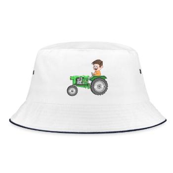 Traktor für Kinder - Bucket Hat - Weiß/Navy - Vorne