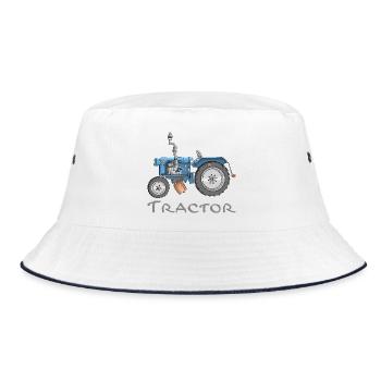 Lustiger Traktor Comic Cartoon Kinder - Bucket Hat - Weiß/Navy - Vorne